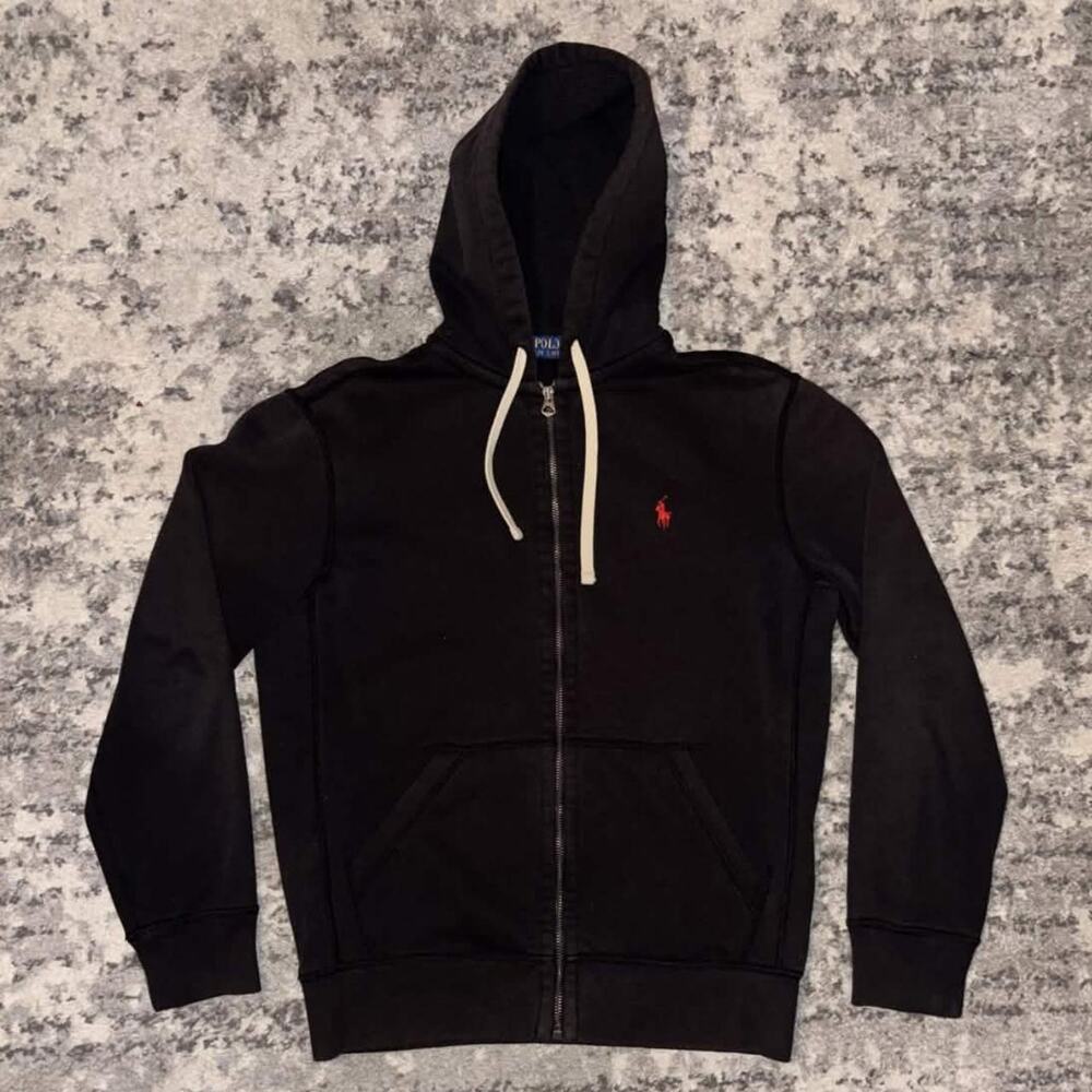 00s Faded Polo Ralph Lauren Red Pony Zip Up Sweater